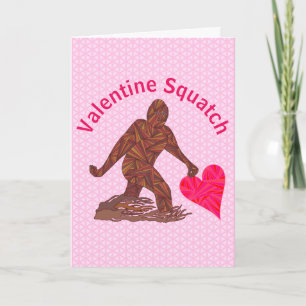 Bigfoot som går Sasquatch den rosa valentinen Helgkort