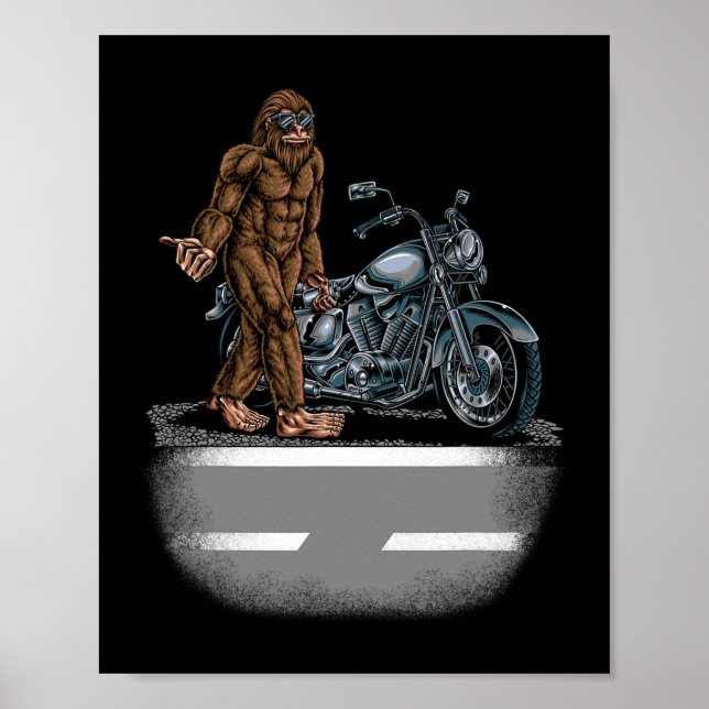 Bigfoot som kör motorcykel försöker hitta en poster (Framsidan)