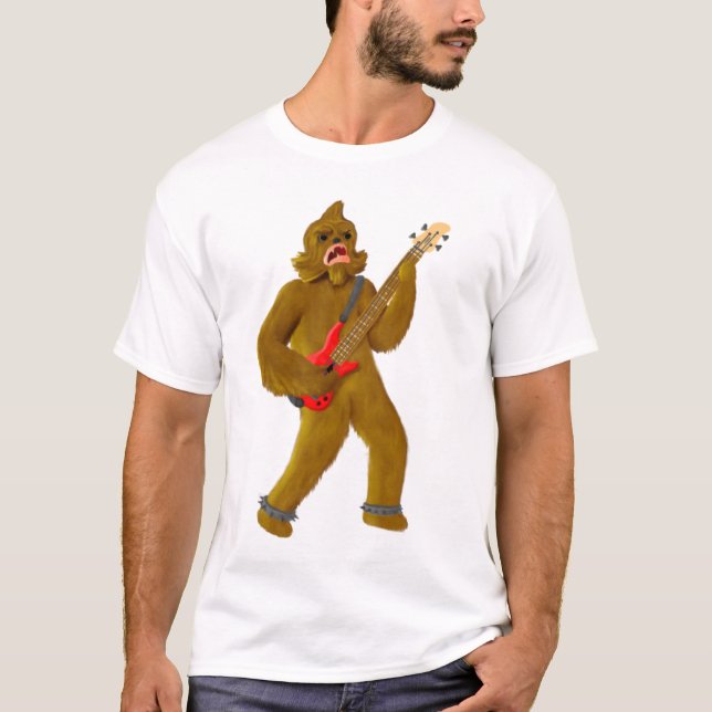 Bigfoot som leker bas tee shirt (Framsida)