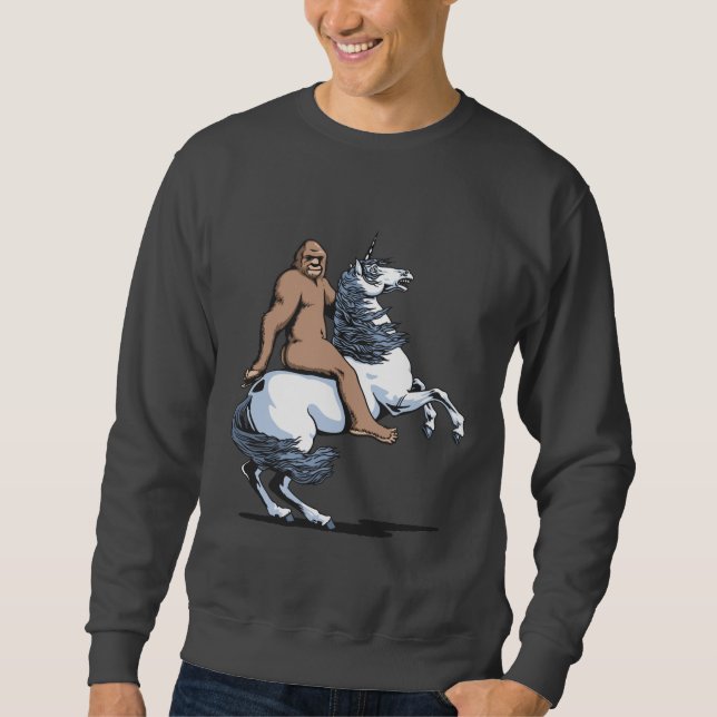 Bigfoot som rider en Unicorn Sweatshirt (Framsida)