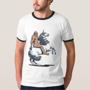 Bigfoot som rider en Unicorn Tee Shirt