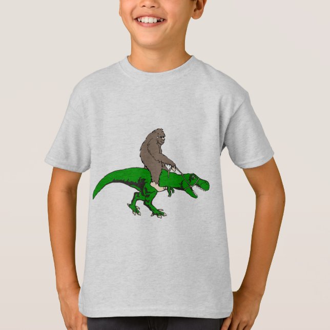 Bigfoot som rider T Rex Tee (Framsida)