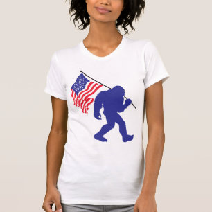 Bigfoot som transporterar den amerikanska Flagga T Shirt