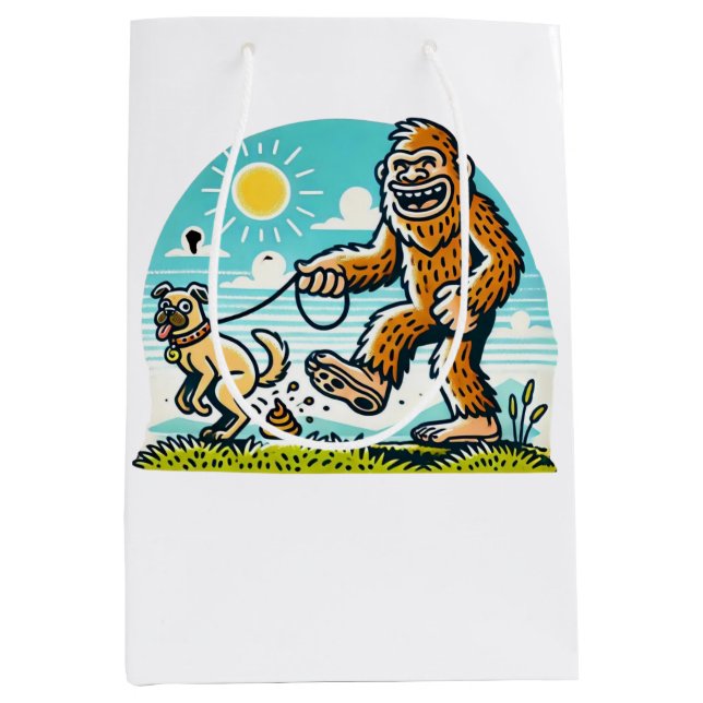 Bigfoot Spazserar Sin Hund Humoristisk Utomhus- (Framsidan)