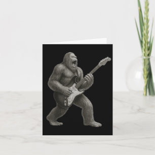 Bigfoot Spela Guitar Rock and roll Gift Manar Wome Kort