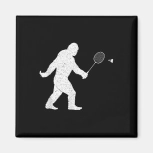 Bigfoot spelar Badminton Shuttle Funny Badminton Magnet