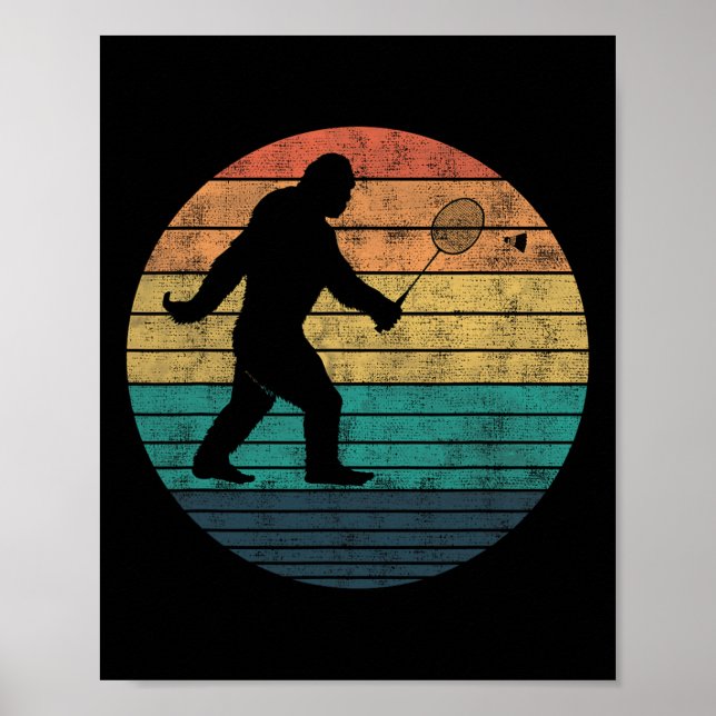 Bigfoot spelar Badminton Shuttle Funny Badminton Poster (Framsidan)