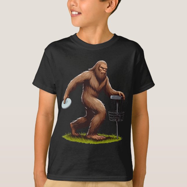 Bigfoot spelar discgolf Rollig discgolfspelare T Shirt (Framsida)