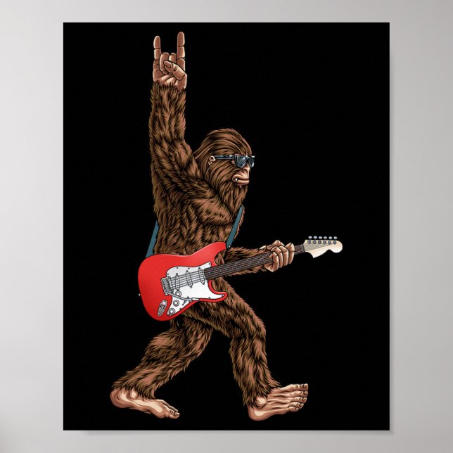 Bigfoot spelar en elektrisk gitarr Sten på Sasquat Poster (Framsidan)