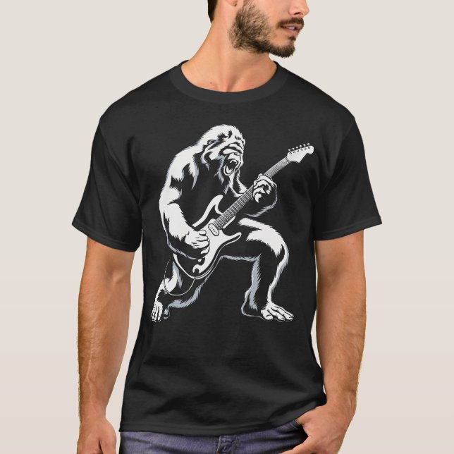 Bigfoot spelar gitarr Rock And Roll musikband Sa T Shirt (Framsida)