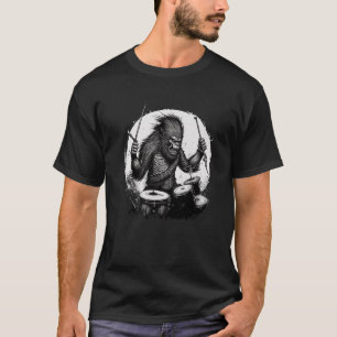 Bigfoot spelar upp Drums Sten Sasquatch Big Foot K T Shirt