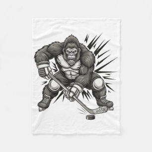 Bigfoot-spelare som spelar hockey rolig Sasquatch Fleecefilt