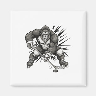 Bigfoot-spelare som spelar hockey rolig Sasquatch- Magnet
