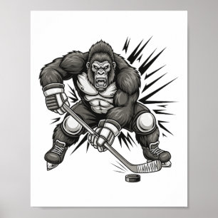 Bigfoot-spelare som spelar hockey rolig Sasquatch  Poster