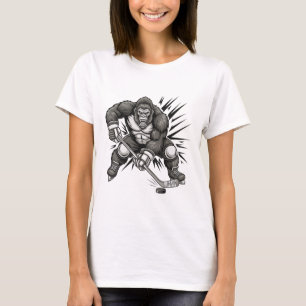Bigfoot-spelare som spelar hockey rolig Sasquatch- T Shirt
