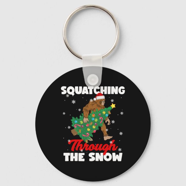 Bigfoot Squatch genom Snö Sasquatch Chri Nyckelring (Framsida)