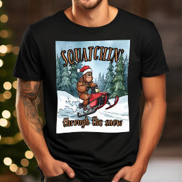 Bigfoot Squatchin' through the Snow Christmas T Shirt