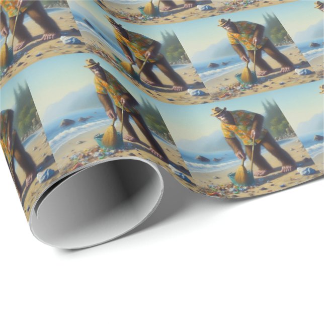 Bigfoot Städning Beach Presentpapper (Rullad Hörn)