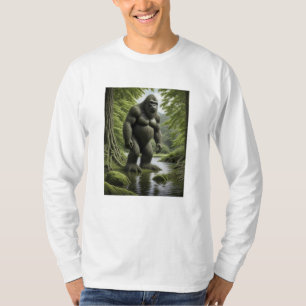 Bigfoot stående i en bäck tecknad serie  t shirt