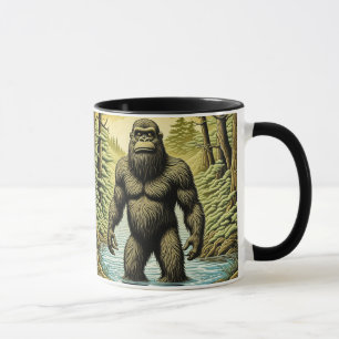 Bigfoot stående i vatten Cartoon Mugg
