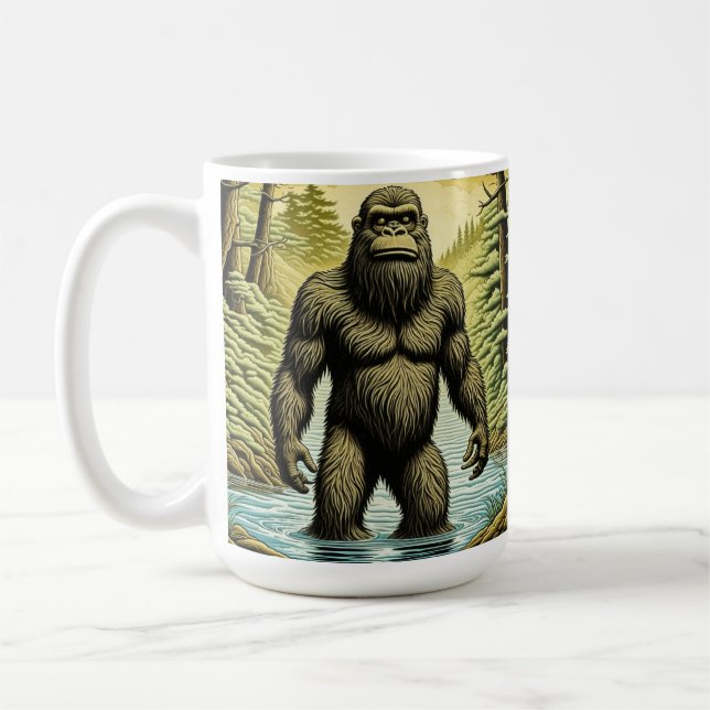 Bigfoot står i Tecknaden Vatten Kaffemugg (Vänster)