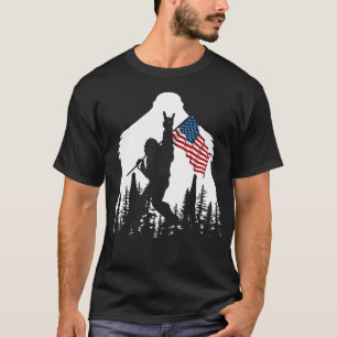 Bigfoot Sten på amerikanska Flagga Sasquatch Belie T Shirt