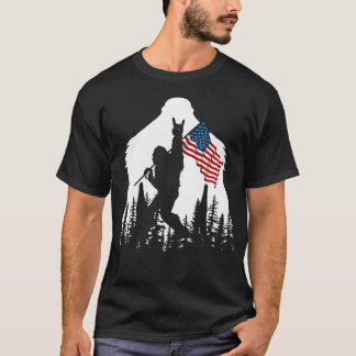 Bigfoot Sten på amerikanska Flagga Sasquatch Belie T Shirt