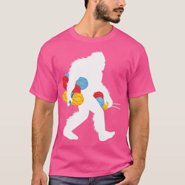 Bigfoot Stickning Sy Nålarbetare Sasquatch Stickar T Shirt (Framsida)