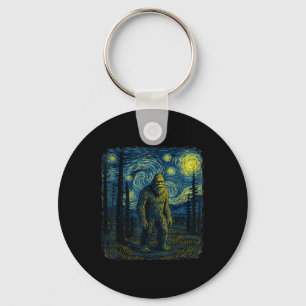 Bigfoot Stjärnklar Natt Van Gogh Roliga Gåvor Män Nyckelring