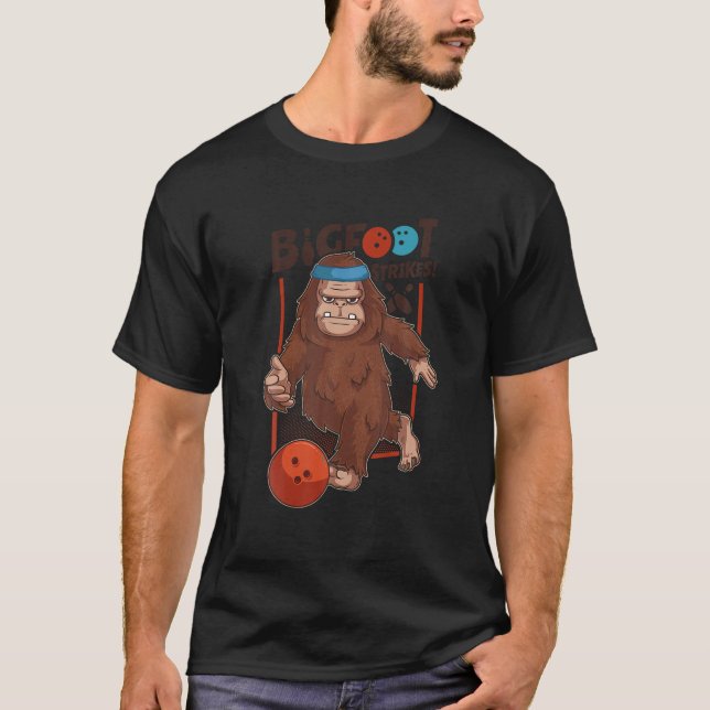 Bigfoot Strejkor 10 Pin Bowling Sasquatch Bowlarea T Shirt (Framsida)