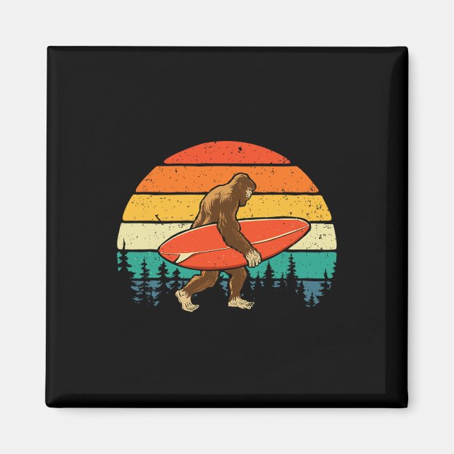 Bigfoot Surfer - Retro Surfingbräda Surfing Strand Magnet (Framsidan)