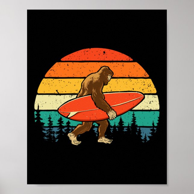 Bigfoot Surfer - Retro Surfingbräda Surfing Strand Poster (Framsidan)