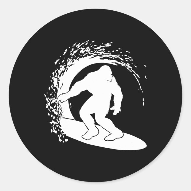 Bigfoot Surfing  Runt Klistermärke (Framsida)