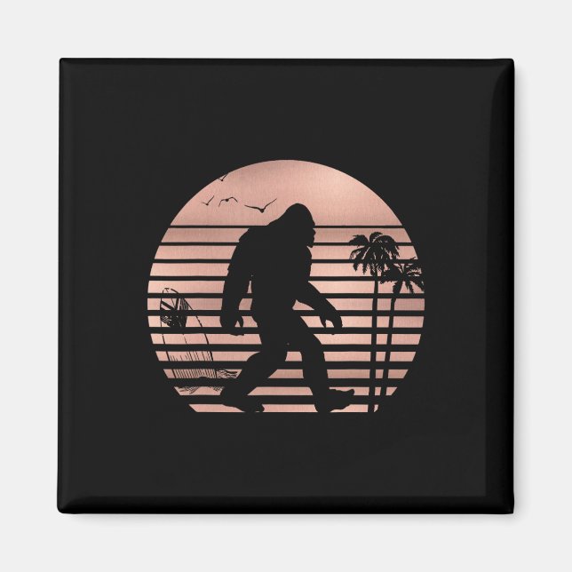 Bigfoot Surfing Tröja Rolig Sommarplagg Tee Ros Magnet (Framsidan)