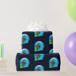 Bigfoot Surfing vid Vinkar Roligt Sasquatch Presentpapper