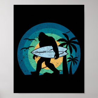 Bigfoot Surfingkjorta Rolig Sasquatch Yeti Surf T- Poster