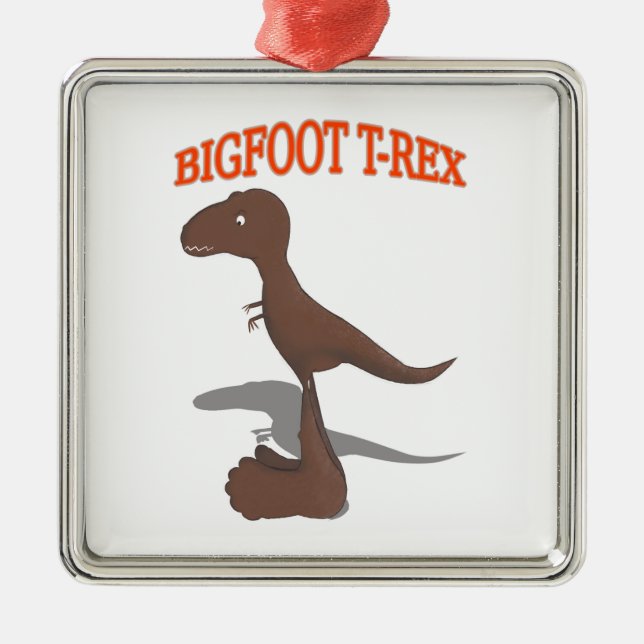 Bigfoot T-Rex Teckning Julgransprydnad Metall (Framsidan)