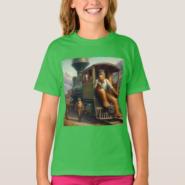 Bigfoot Tåg Ingenjör T Shirt (Framsida)
