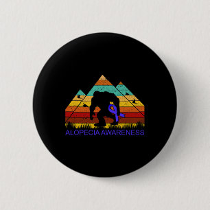 Bigfoot tar med Roligten ALOPECIA AWARENESS ribbon Knapp