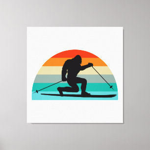 Bigfoot Telemark Skiing Rainbow Canvastryck
