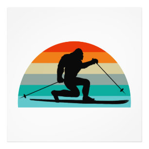 Bigfoot Telemark Skiing Rainbow Fototryck
