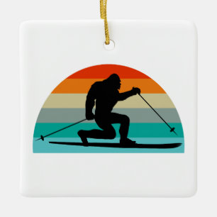 Bigfoot Telemark Skiing Rainbow Julgransprydnad Keramik