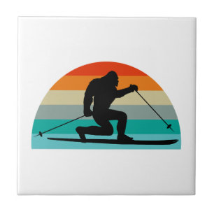 Bigfoot Telemark Skiing Rainbow Kakelplatta