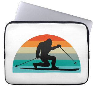 Bigfoot Telemark Skiing Rainbow Laptop Fodral