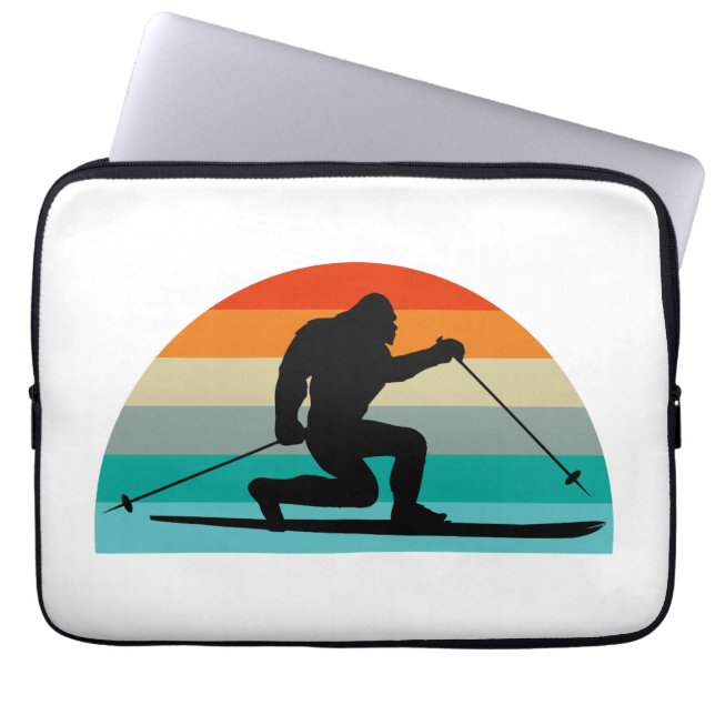 Bigfoot Telemark Skiing Rainbow Laptop Fodral (Framsidan)