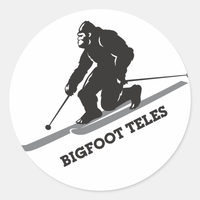 Bigfoot Teles Sticker Runt Klistermärke (Framsida)