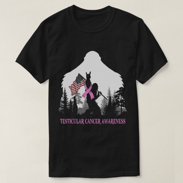 Bigfoot Testicular Cancer Awareness US Flagga T Shirt (Design framsida)