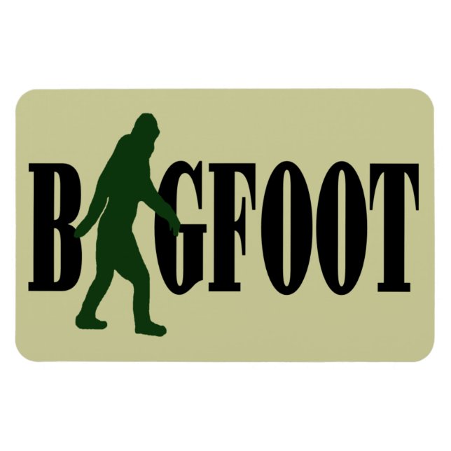 Bigfoot-text och grönt-batchgrafik magnet (Horisontell)