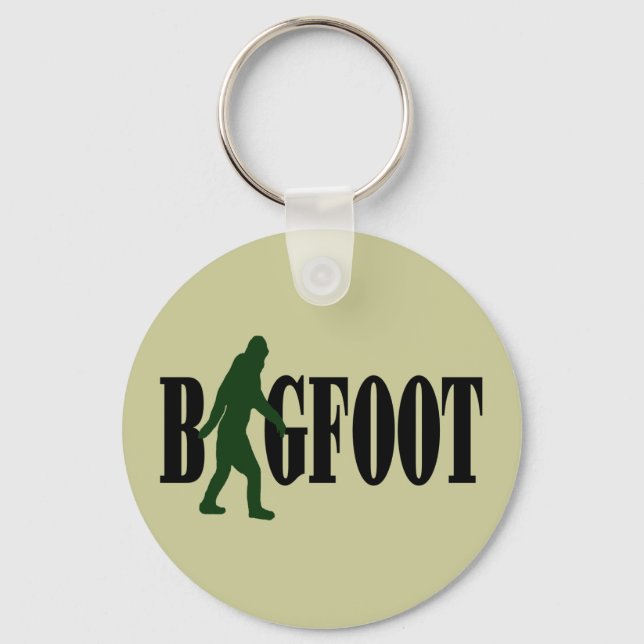 Bigfoot-text och grönt-batchgrafik nyckelring (Framsida)