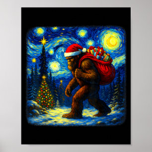 Bigfoot Tomte Jul Stjärnklar Natt Sasquatch Skåpbi Poster